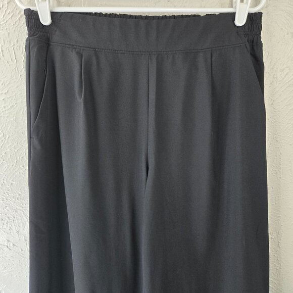 Athleta Brooklyn Wide Leg Crop Pants 10 Black Athletic Relaxed Pull On Palazzo - Picture 3 of 14
